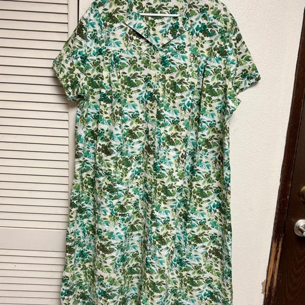 Vintage bird and leaf print homemade plus size dress